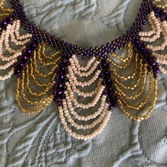 Vintage purple and gold beaded necklace - Picture 4 of 4